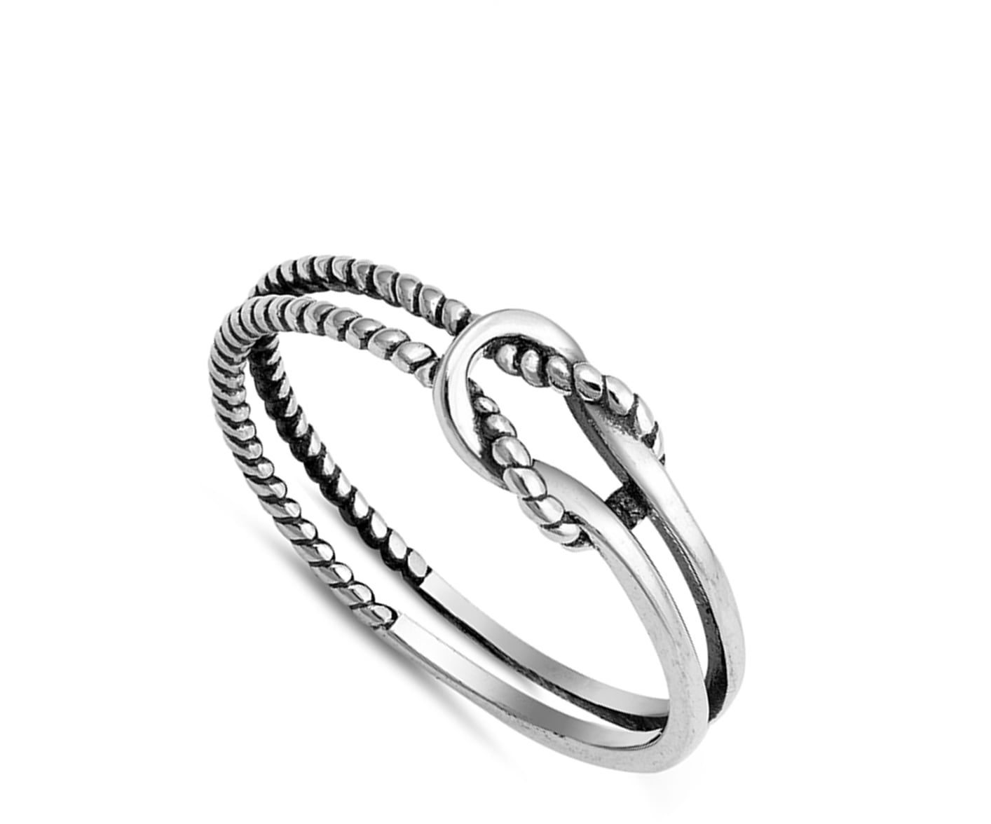 Princess Kylie Oxidized Sterling Silver Rope Knot Ring