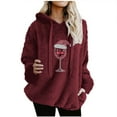 thumbnail image 2 of HOMBOM Funny Christmas Sweatshirts for Womens Red Pullover Hoodies Fleece Gift Long Sleeve Womems Shirts Red Wine Glass, 2 of 4