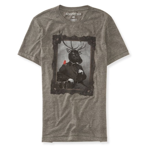 Aeropostale - Camiseta gráfica para hombre, diseño de alces, gris, extragrande Aeropostale Camiseta gráfica