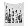 thumbnail image 1 of Alcohol Soft Flannel Fleece Throw Blanket, Ink Drawing Style Bottles of Strong Alcohol Composition Distilled Beverages, Cozy Plush for Indoor and Outdoor Use, 60" x 80", Black and White, by Ambesonne, 1 of 6