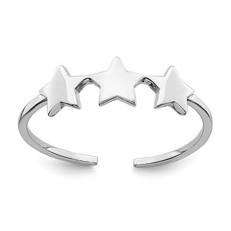 Primal Silver Sterling Silver Rhodium-plated Stars Adjustable Ring