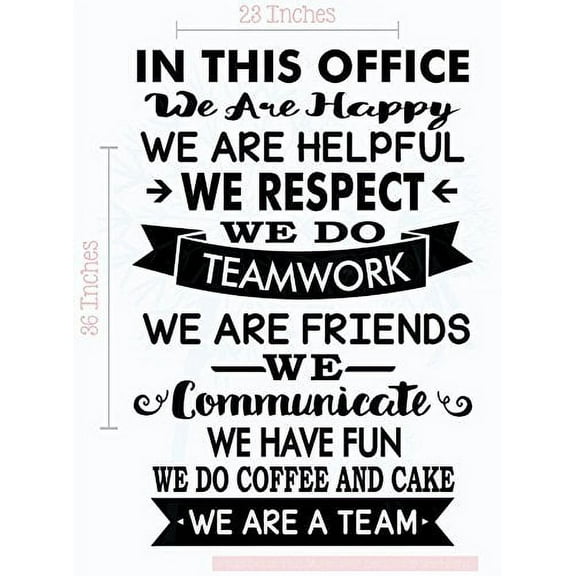 In This Office We are a Team Vinyl Lettering Decals Stickers Art Work Wall Decor Quotes, 36 X 23 , Black