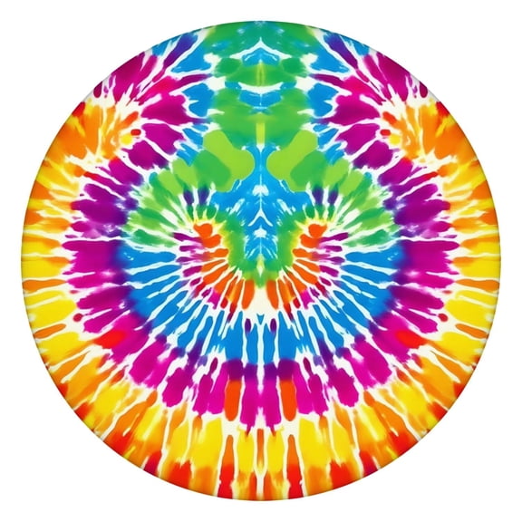 Colorful Rainbow Tie Dye Spiral Pattern Round Fitted Tablecloth with Elastic Edge,Dining Table Cover Waterproof,Outdoor Round Tablecloth for Camping,Dining,Indoor and Outdoor