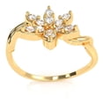 thumbnail image 5 of Twisted Vine Diamond Encrusted Flower Ring In 14k Yellow Gold, 5 of 6