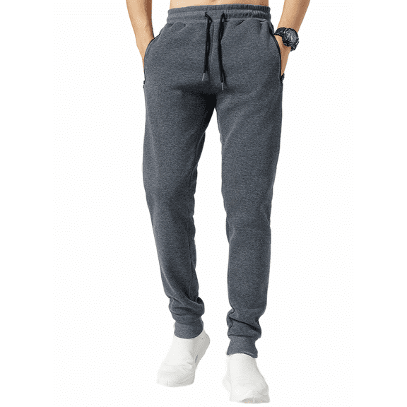 JIMLAXER Men's Casual Pants Joggers Elastic Waist Drawstring Sport Trousers with Zipper Pockets