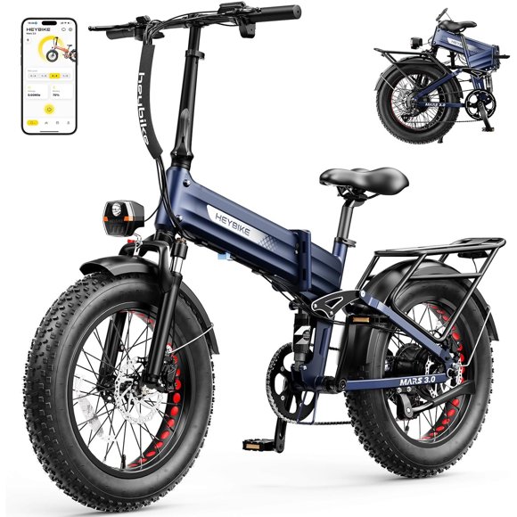 Heybike Mars 3.0 Vélo Électrique pour Adultes, Moteur de Pointe 1400W Vélo Électrique Pliable avec Batterie Amovible 48V 13AH, Vélos Électriques à Pneus Larges 20 Pouces, jusqu'à 30+ Mph et Déverrouillage NFC, UL2849