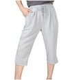 thumbnail image 2 of XFLWAM Women Casual Capri Pants Summer Lightweight Elastic Waist Wide Leg Loose Yoga Cropped Pants with Pockets Gray L, 2 of 8