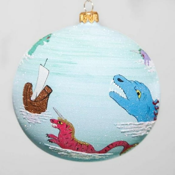 Seven Seas of Rhye Sea Monster Ball Polish Glass Christmas Tree Ornament