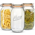 thumbnail image 1 of Frascos Mason Anwoi de boca ancha 1,9 L, paquete de 3, frasco de vidrio con tapas, 1 of 7