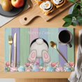thumbnail image 2 of Easter Rabbit Tail Placemats Set of 12, Spring Floral Leaf Watercolor Easter Eggs Colorful Wood Grain Non-Slip Place Mats Washable Table Mats for Kitchen Dining Table Decorations Indoor/Outdoor, 2 of 9
