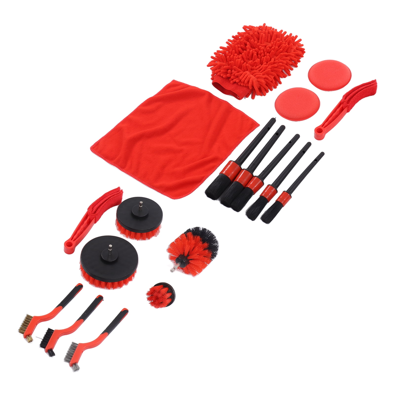 Riousery 18-Piece Car Cleaning Tools Kit Detailing Brush Set for Universal Vehicles Dashboard, Interior, Exterior Air Vents & Wheels (13.39 inches / 34 cm)