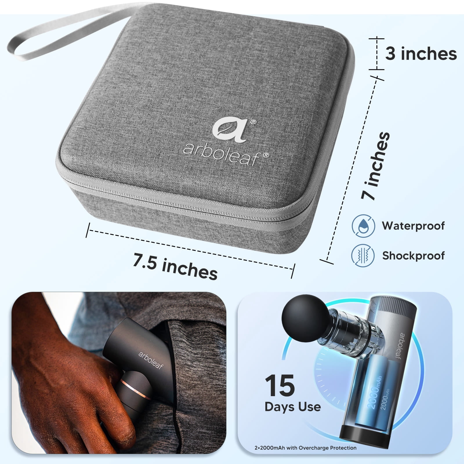 Arboeaf Massage Gun Handheld Deep Tissue - Heating & Cooling Therapy - Single Piece, Gray