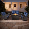 thumbnail image 3 of Jentlehouse 8-Piece Patio Furniture Set with Fire Pit Table Wicker Outdoor Sectional Set with Loveseat Patio Conversation Set for Deck Porch Garden, 3 of 11