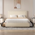thumbnail image 3 of VECELO Full Bed Frame with 4 Storage Drawers (Wheeled) and Tufted Upholstered Adjustable Headboard Platform Bed, Beige, 3 of 10