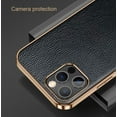 thumbnail image 3 of Compatible with iPhone 13 Pro Leather Case, Slim Luxury Business Style Retro Classic PU with Electroplate Shiny Gold Frame Soft Hybrid Bumper Shockproof Cover Protective Phone Case Red, 3 of 11