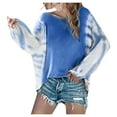 thumbnail image 1 of Women`s Multiple Sizes Multiple Color Sexy Easy Nice Tie Dye Polyester Hooded Pullover(Blue,L), 1 of 4