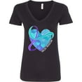 thumbnail image 3 of Inktastic Suicide Prevention Awareness Purple and Teal Heart Ribbon Women's V-Neck T-Shirt, 3 of 5