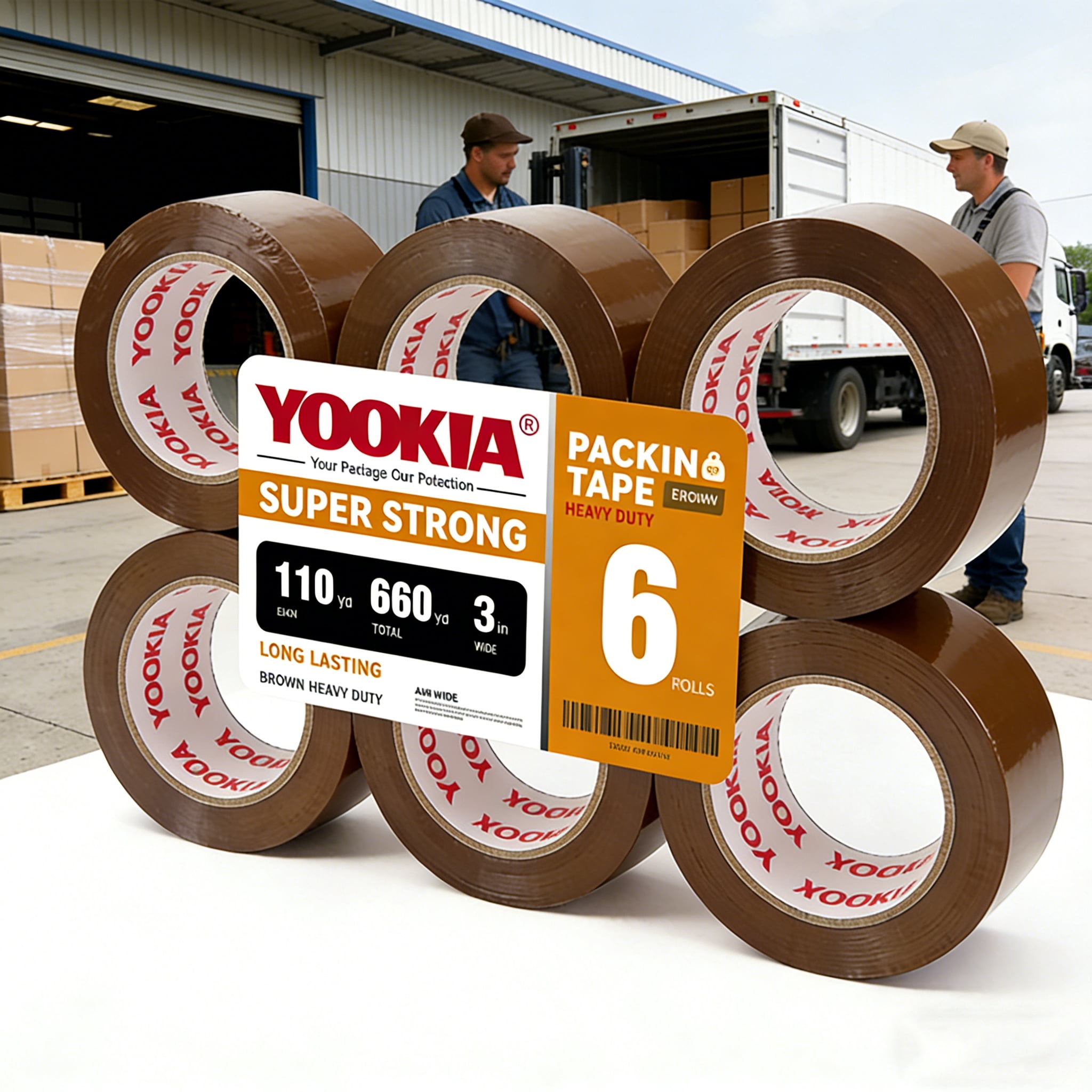 Heavy Duty Packing Tape Refills 12 Rolls, 110 Yds x 3" x 2 Mil Extra Long & Wide Shipping Tape Brown, Packaging Tape for Moving, Shipping, Sealing