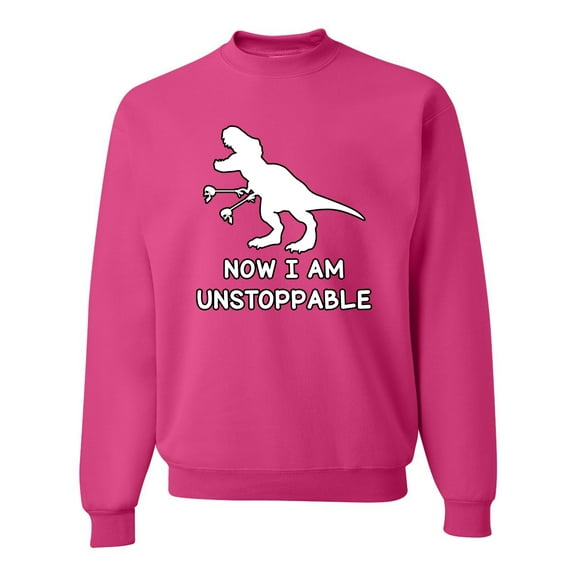 Wild Bobby, Unstoppable T Rex Funny, Pop Culture, Unisex Crewneck Graphic Sweatshirt, Fuschia, X-Large