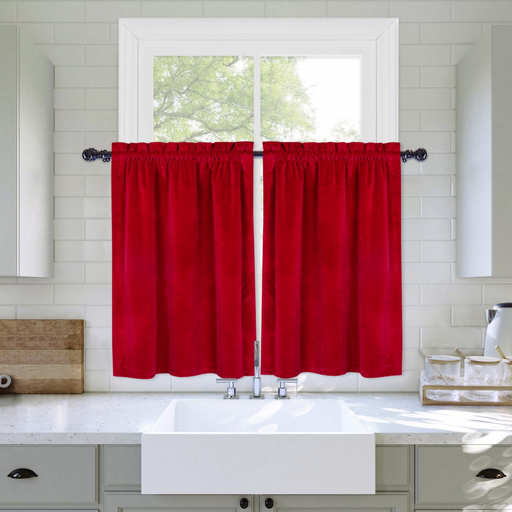 EastVita Cafe Curtain Velvet Curtain Layer Thick Velvet Texture Small