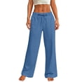thumbnail image 5 of HKYNLAG Linen Pants Women Wide Leg Palazzo Pants Beach Vacation Outfits Cotton Summer 2026 Flowy Clothes Trousers with Pockets Sky Blue 2XL, 5 of 7