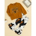 thumbnail image 3 of Bagilaanoe 2pcs Toddler Baby Girl Long Pants Set Letter Print Long Sleeve Pullover Tops + Flared Trousers 6M 12M 18M 24M 3T 4T Kids Casual Outfits, 3 of 9