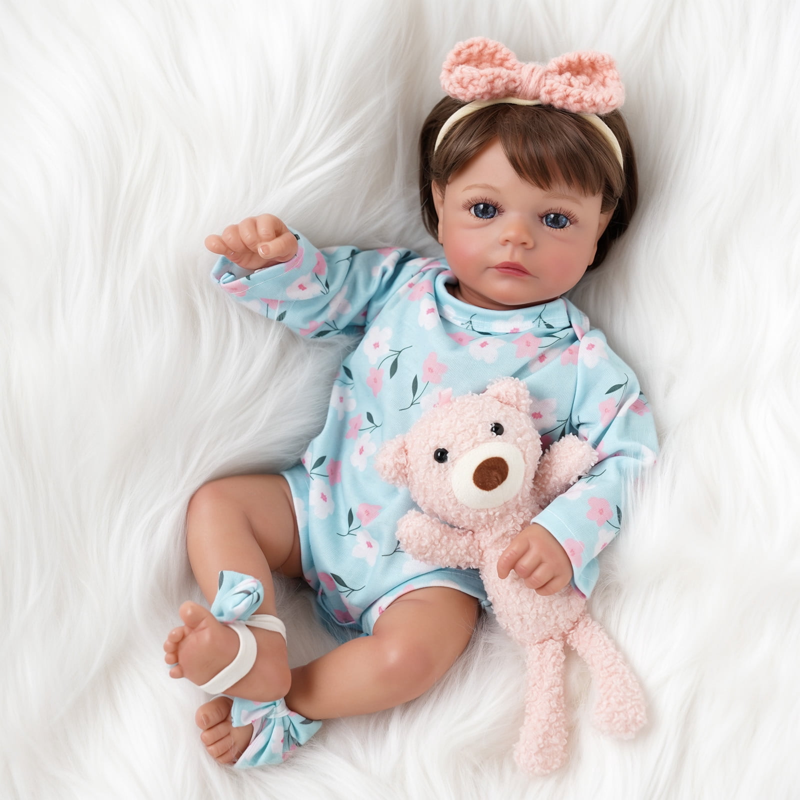 RSG 17-inch Lifelike Reborn Baby Doll girl，Realistic-Newborn Baby Dolls with  Soft Cloth Body，Playful Real Life Baby Dolls with Gift Box for Kids Age 3 +