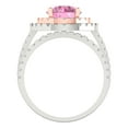 thumbnail image 4 of Clara Pucci 18K White/Rose Gold 2.73 Simulated Pink Diamond Engraveable Engagement Ring + Wedding Band Set, 4 of 7