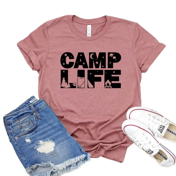 Camp Life Shirt Women's Hiking T-shirt Adventure Shirts Gift For Camper Wanderer Tee Nature Lover Tshirt