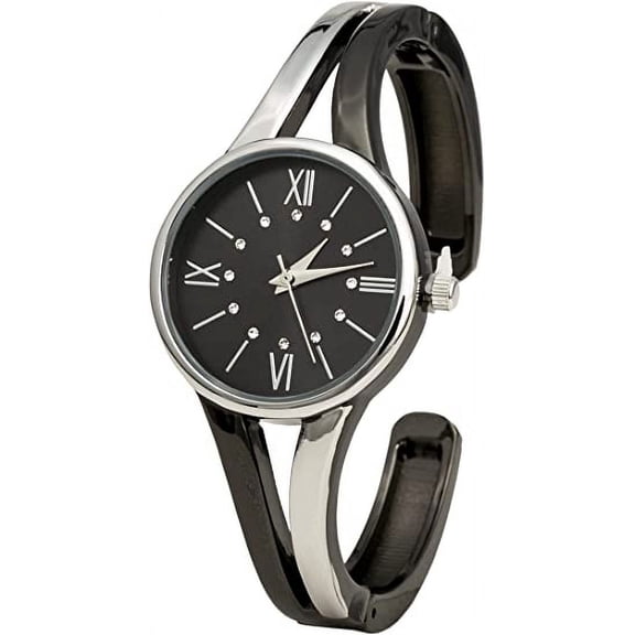 Blekon Collections Womens 28mm Case Multicolored Semi Opening Cuff Bangle Watch