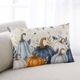 thumbnail image 3 of Blue Pumpkins Fall Toddler Pillow Covers 16x24 Inch, Thanksgiving Eucalyptus Leaves Retro Decorative Pillowcase with Zipper, Microfiber Pillow Protector, Breathable Throw Pillowcases for Sofa Bed, 3 of 9