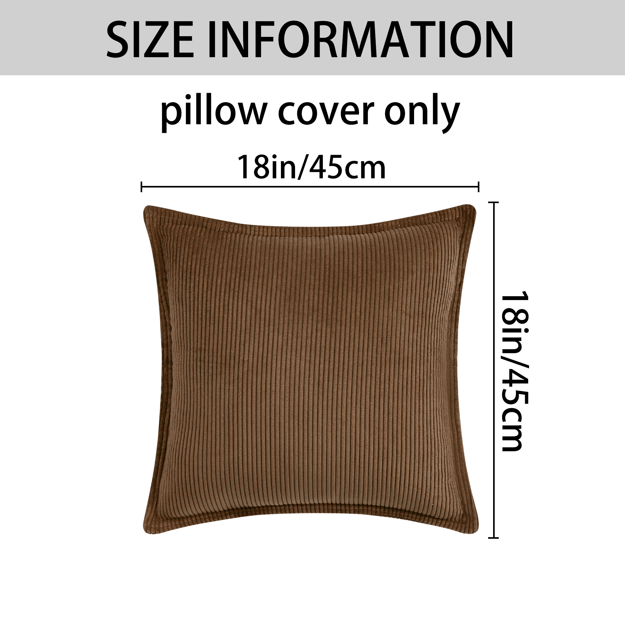 Unique Bargains 2Pcs Decorative Throw Pillow Covers for Couch Bed Brown 18" x 18"
