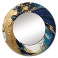 thumbnail image 2 of Designart "Strokes in Dark Blue and Gold VI" Abstract Rund Mirror For Wall Decor - Large Blue Round Print Mirror - Round Modern Mirror 23" x 23" Inch - Wall Mounted Round Large Mirror, 2 of 5