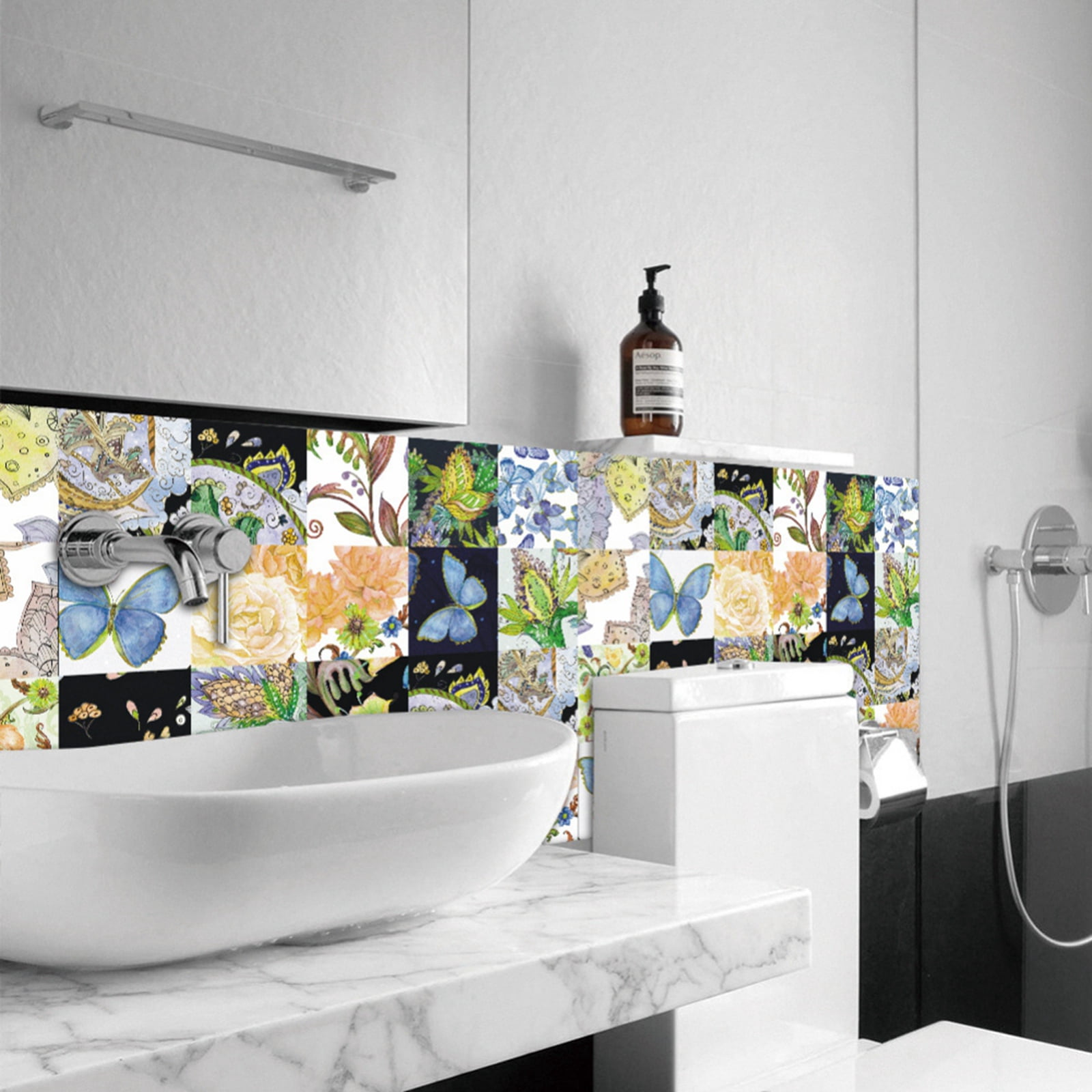 24 pcs Peel and Stick Backsplash for Tile Stickers, 6"x6" Inches Self Adhesive Removable Waterproof for Walls Stickers, Vinyl Tile for Kitchen Backsplash, Stairs, Stick on Tiles