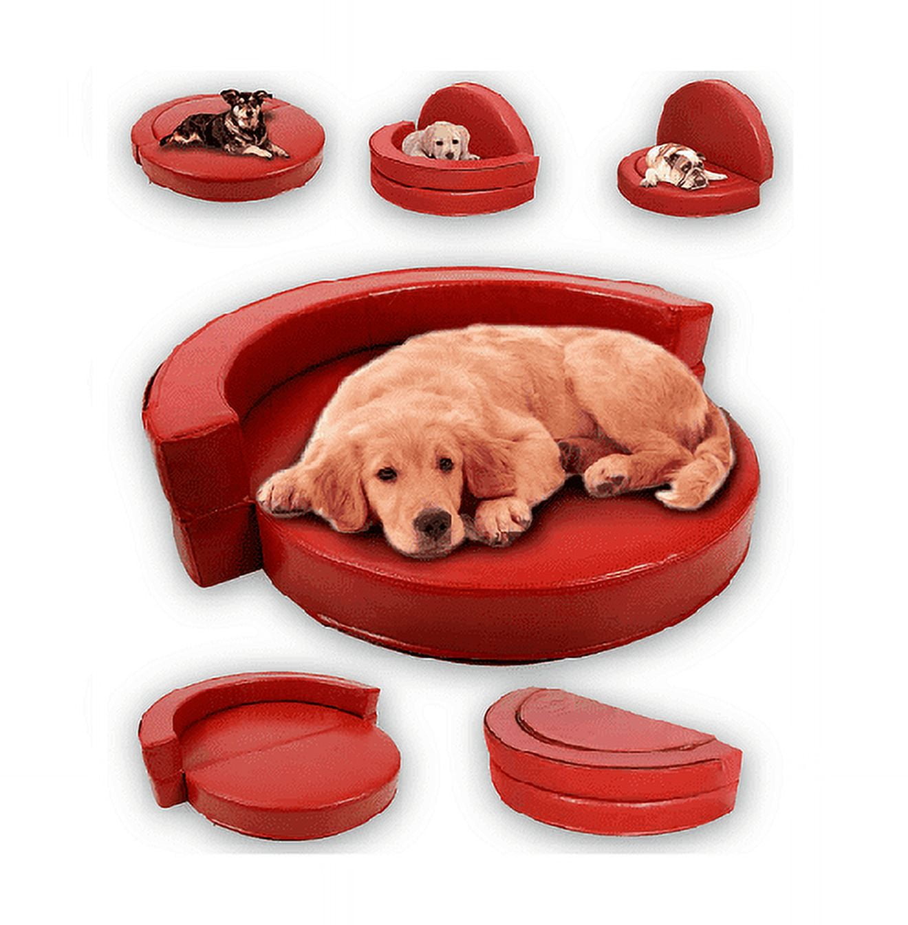 Luxury 4-in-1 Dog Sofa Bed – Deluxe Leather Dog Couch for Small, Medium & Large Dogs