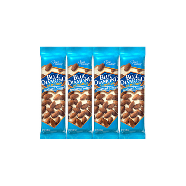Snack Pack Blue Diamond Roasted Salted Almonds, 1.5 oz Individual Bags, 4-Pack, Perfect On-the-Go Healthy Snack, Gluten-Free, High Protein, Keto-Friendly Nut Snack
