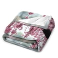 thumbnail image 3 of NIANHE Lakeside cherry trees blanket, printed design, winter sofa dormitory home decoration, must-have travel product. Size is 40x50 inches., 3 of 9