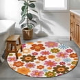 thumbnail image 3 of Bohemia Floral Round Area Rug 3.3Ft Washable Circle Rugs for Dining Room Table, Vintage Orange Pink Flowers Boho Style Beige Non-Slip Carpet Floor Mats Indoor Outdoor Carpet Runner Home Decor, 3 of 8