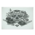 thumbnail image 1 of Sugar Skull Cutting Board, Monochrome Skeleton Roses Leaves and Diamond Shape Folklore Festival Print, Decorative Tempered Glass Cutting and Serving Board, Large Size, Grey White, by Ambesonne, 1 of 1
