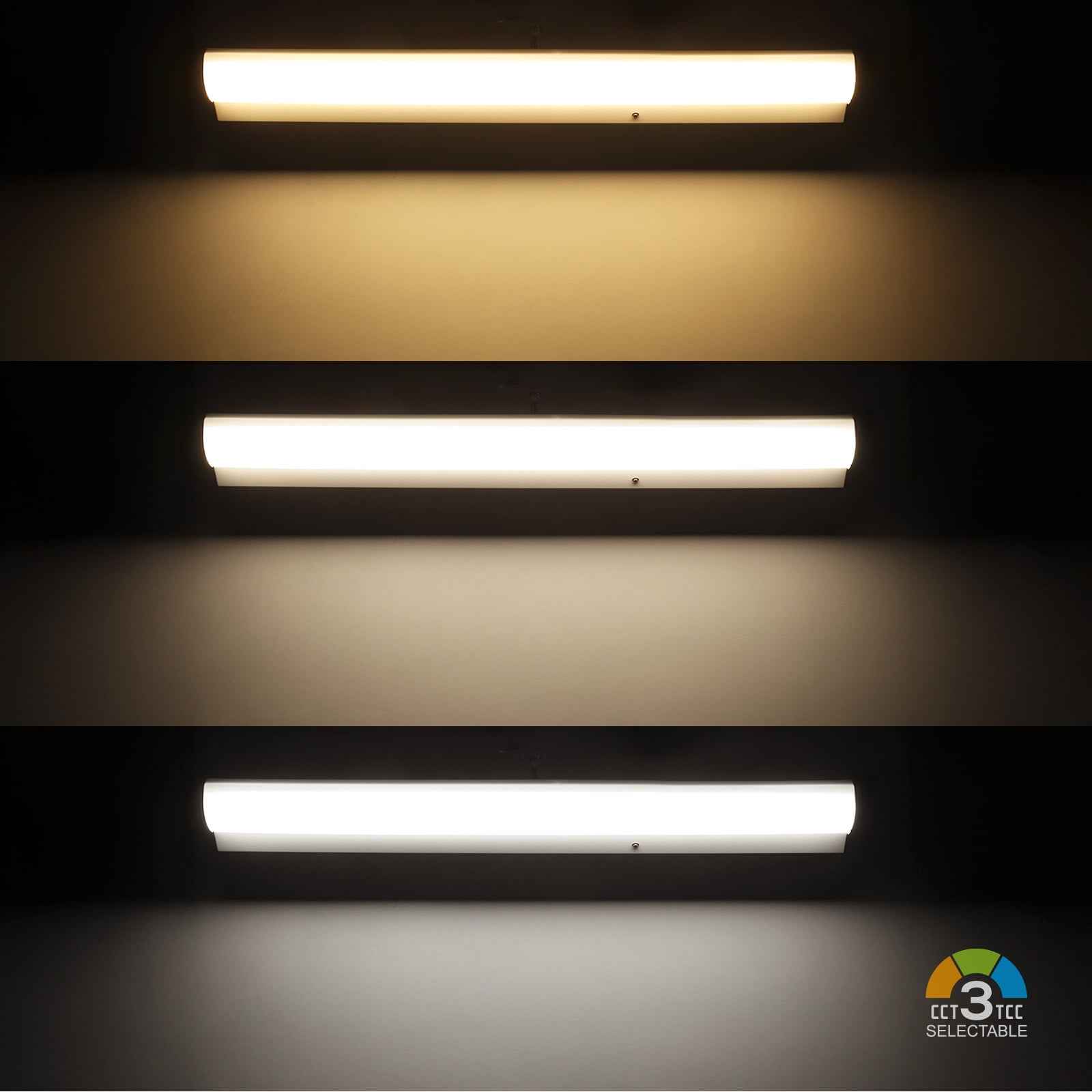 3CCT 4FT Commercial Linear Stairwell Strip Light with Emergency Battery Backup, 0-10V Dimmable, 3900LM/5200LM/6500LM Selectable