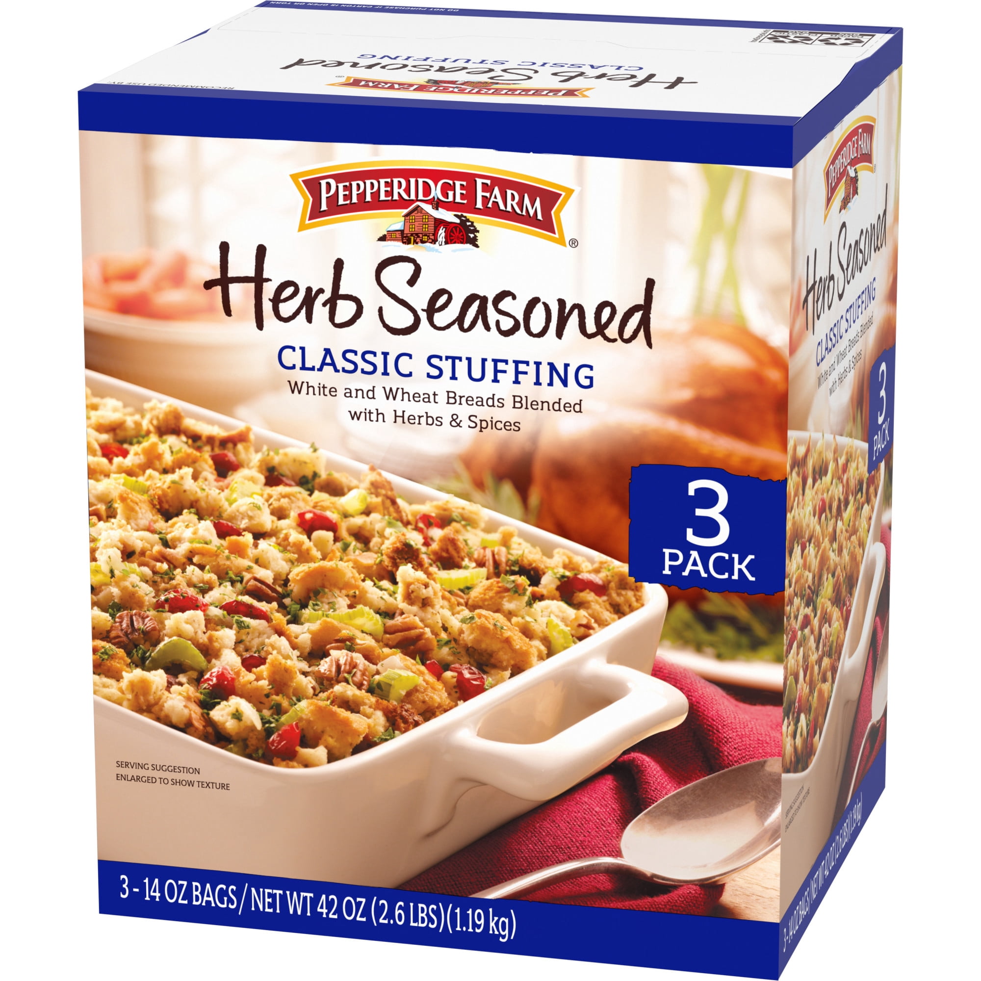 Pepperidge Farm Herb Seasoned Classic Stuffing, 14 oz. Bags, 3-Pack Box