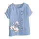 thumbnail image 4 of Vestidos Casuales Para Mujer, Blusas De Mujer De Moda Blusa informal de lino con cuello redondo, manga corta y botones para mujer, 4 of 4