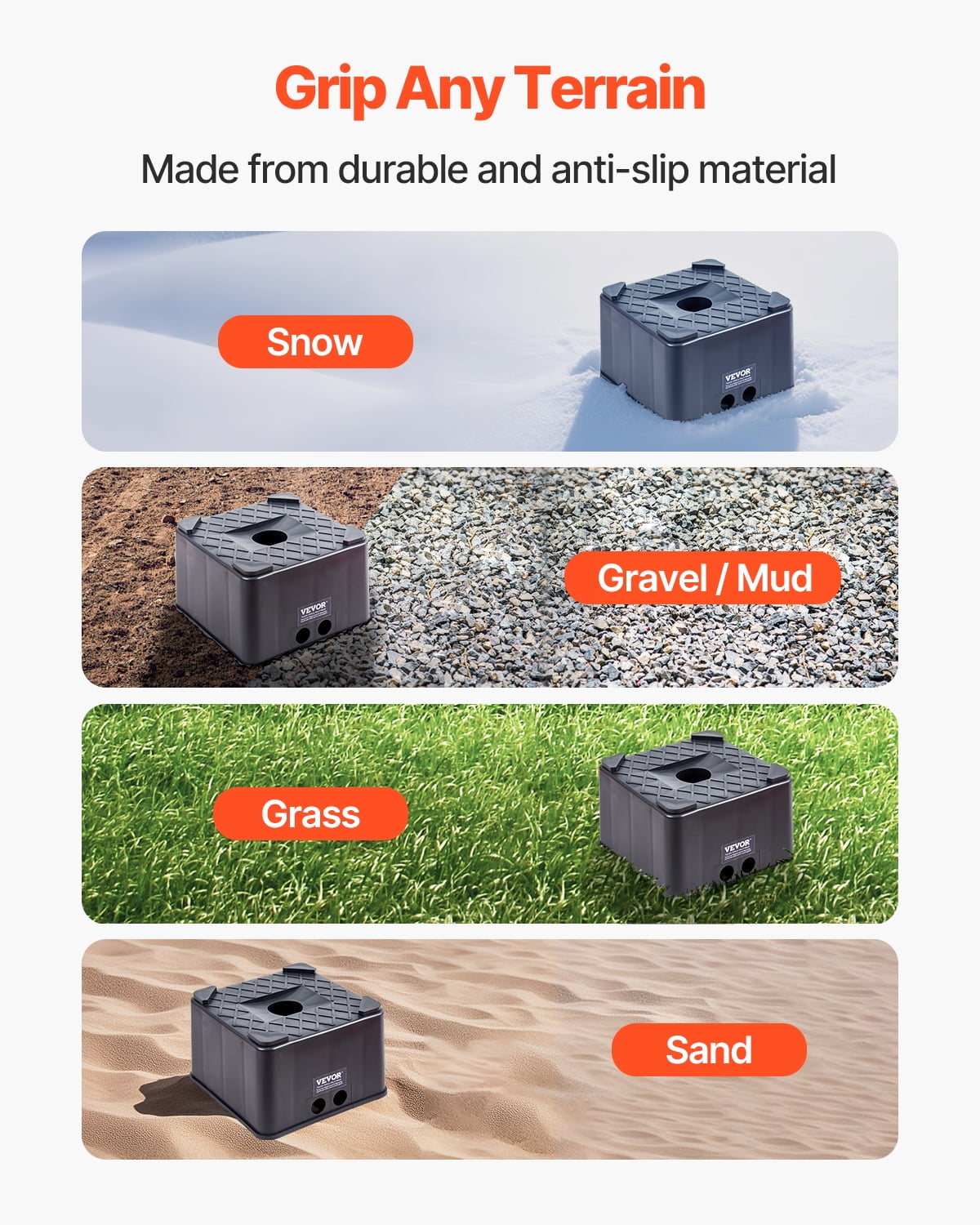 VEVOR Trailer Jack Block, 6" High Heavy Duty RV Leveling Block with 6000 lbs Capacity, RV Jack Stand, Motorcycle Stand,Stool,Camper Accessories for Travel Trailers,5th Wheels Class A/C Motorhomes