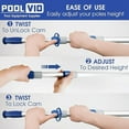 thumbnail image 6 of Poolvio 15 FT Telescopic Pool Pole - Adjustable 3 Piece Aluminum Pool Skimmer Pole for Pool Cleaning Skimmer Nets Vacuum Heads & Brushes, Strong Grip & Lock, 6 of 10