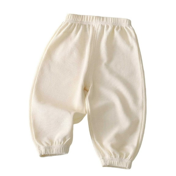 Tfken Trousers For Boys Toddler Solid Color Joggers Wide-Leg Casual Trendy Beige Pants Size 2-3 Years