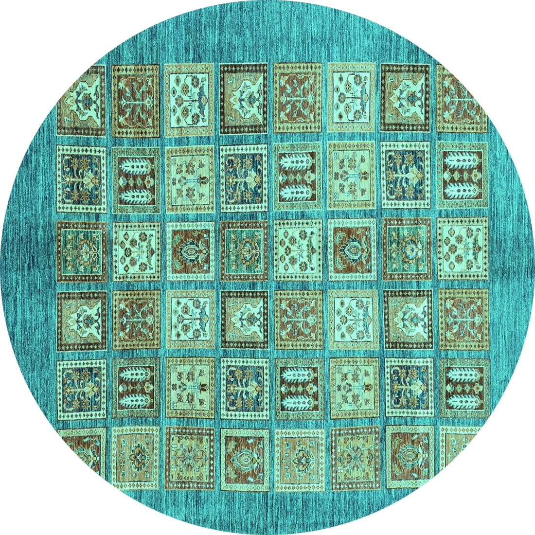 Ahgly Company Indoor Round Abstract Turquoise Blue Modern Area Rugs, 7 ...