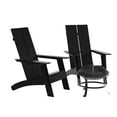 thumbnail image 2 of BizChair Set of 2 Black Modern Commercial All-Weather 2-Slat Poly Resin Adirondack Chairs with 22" Round Wood Burning Fire Pit, 2 of 12