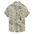 thumbnail image 2 of Wancir Chemises pour Hommes en Solde Mode Décontractée Imprimé Feuille Manches Courtes Chemise à Col Rabattu, 2 of 5