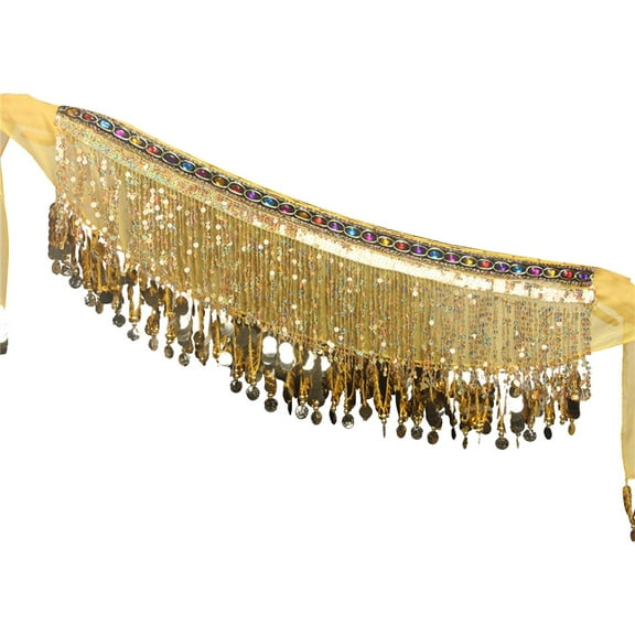 Womens Men Belt Fashion Carnival Sequin Tassel Waist Chain Hip Scarf Performance Waist Cover Belts