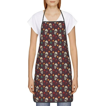 

Goofa Bib Apron Unisex Aprons Adjustable Waterdrop Resistant Cooking Kitchen Apron for Chef Skull colorful flower Pattern Apron Bulk